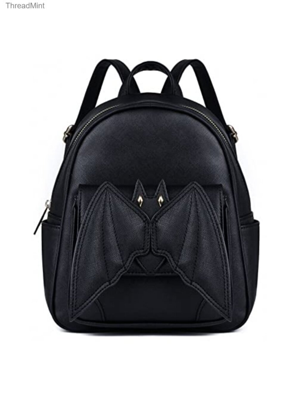 Gothic Bat Backpack Faux Leather Mini Daypack with Wings for Women Travel